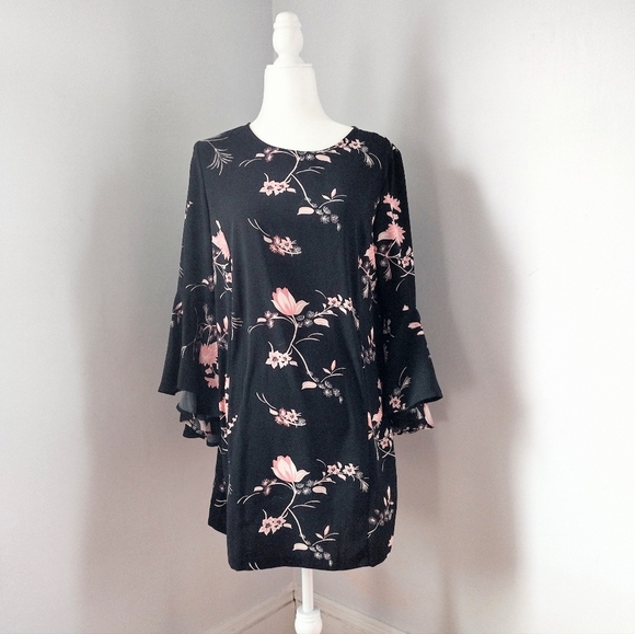 Leith Black and Pink Floral Dress - Picture 1 of 5